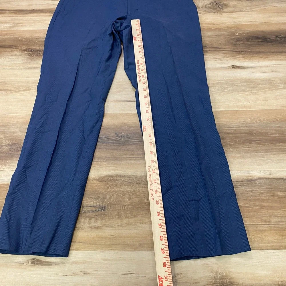 Banana Republic Dress Pants 31x30 Standard Fit Wool Glen Plaid Blue Trousers